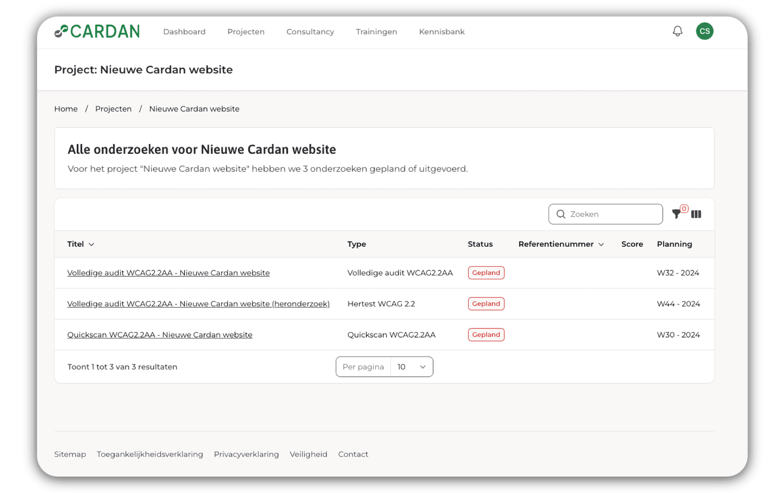 Mijn Cardan dashboard